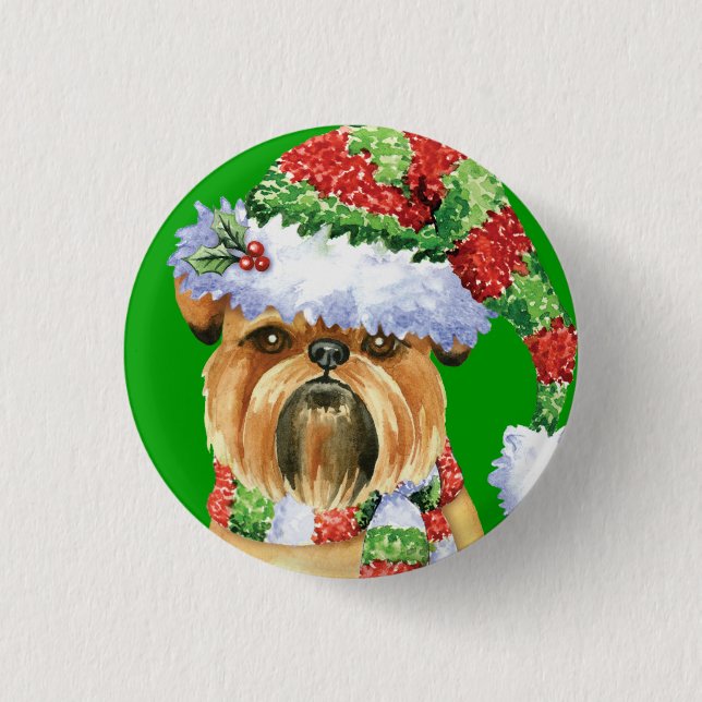Happy Howlidays Brussels Griffon Button (Vorderseite)