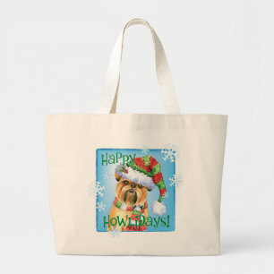Happy Howlidays Brussels Griffon Large Tote Bag Jumbo Stoffbeutel
