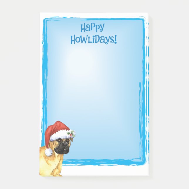Happy Howlidays Bullmastiff Post-it Klebezettel (Vorderseite)