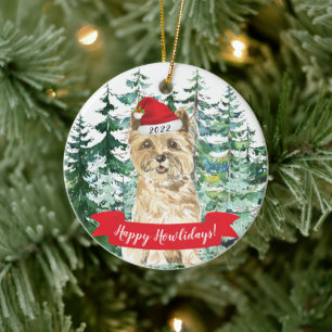 Happy Howlidays Cairn Terrier Dog Christmas Orname Keramik Ornament