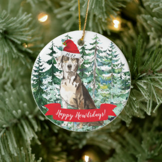 Happy Howlidays Catahoula Leopard Dog Weihnachten  Keramik Ornament