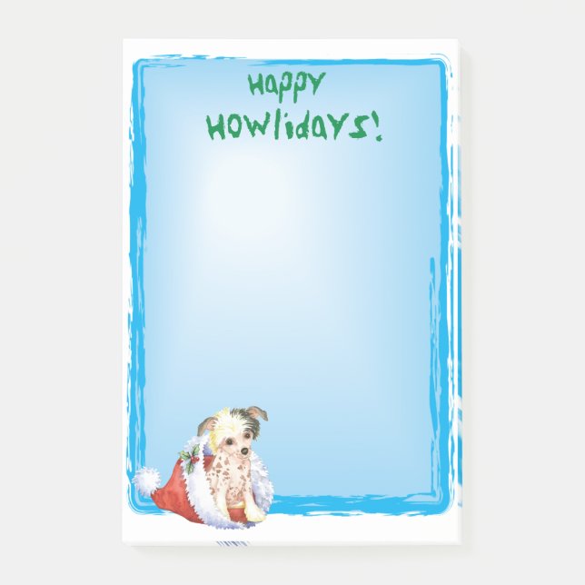 Happy Howlidays Chinese Crested Post-it Klebezettel (Vorderseite)