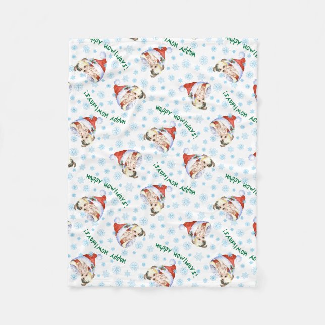 Happy Howlidays Chinesisch gezapftes Fleece Blanke (Vorderseite)