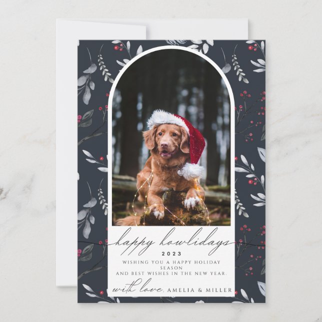 Happy Howlidays Christmas Pet Arc botanisch Einladung (Vorderseite)