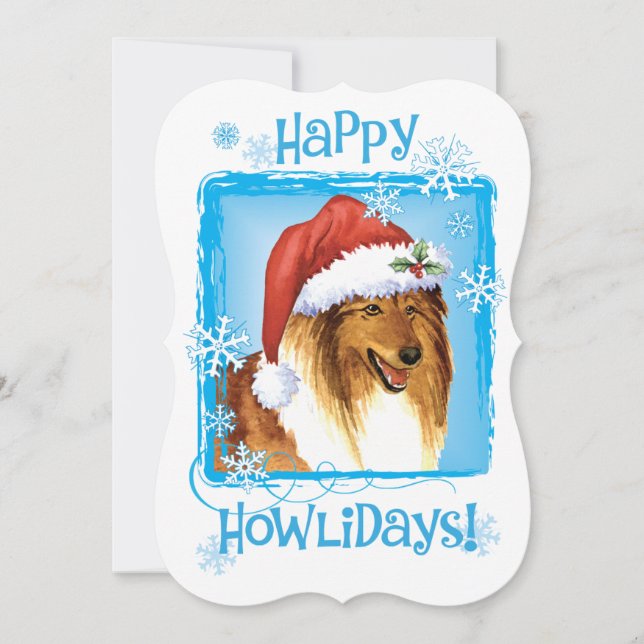 Happy Howlidays Collie Feiertagskarte (Vorderseite)