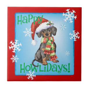 Happy Howlidays Dackel Fliese