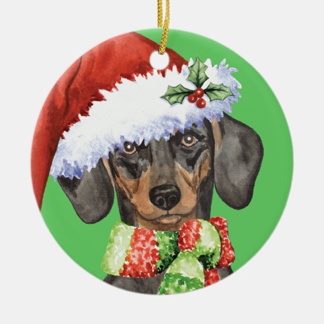 Happy Howlidays Dackel Keramikornament (Vorne)