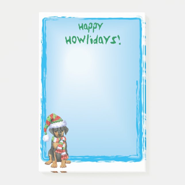 Happy Howlidays Doberman Post-it Klebezettel (Vorderseite)