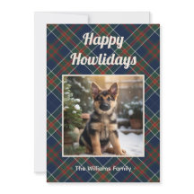Happy Howlidays Dog Blue Karierte Weihnachten