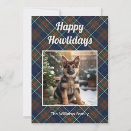 Happy Howlidays Dog Blue Karierte Weihnachten