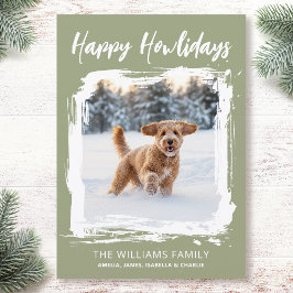 Happy Howlidays Dog Custom Photo Christmas Green Feiertagskarte