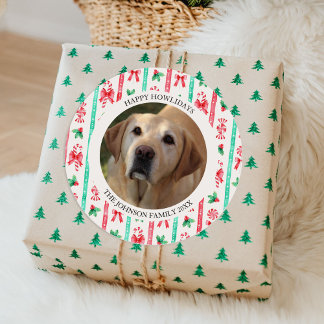 Happy Howlidays Dog Foto Weihnachten Runder Aufkleber