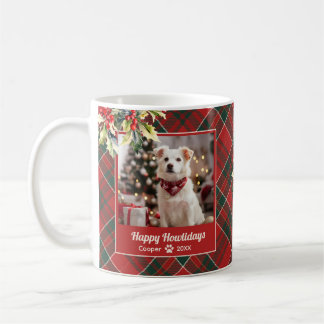 Happy Howlidays Dog Red Green Kariert Weihnachten Kaffeetasse