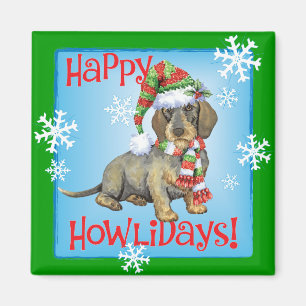Happy Howlidays Drahthaar Dackel Magnet