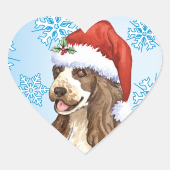 Happy Howlidays English Cocker Spaniel Herz-Aufkleber (Vorderseite)