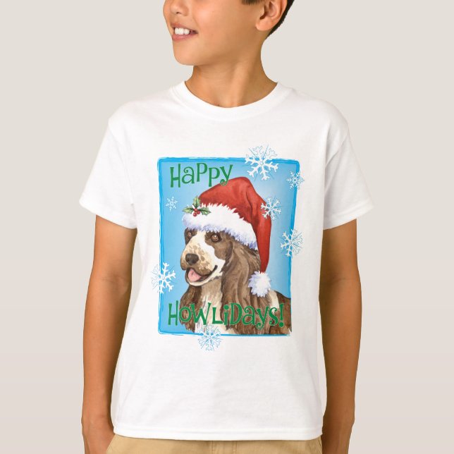 Happy Howlidays English Cocker Spaniel T-Shirt (Vorderseite)
