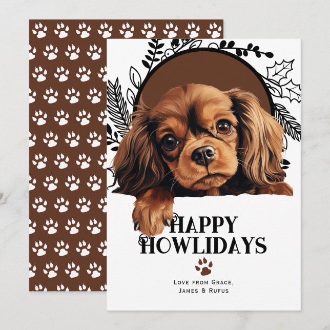 Happy Howlidays English Toy Spaniel Weihnachten (Vorne/Hinten)