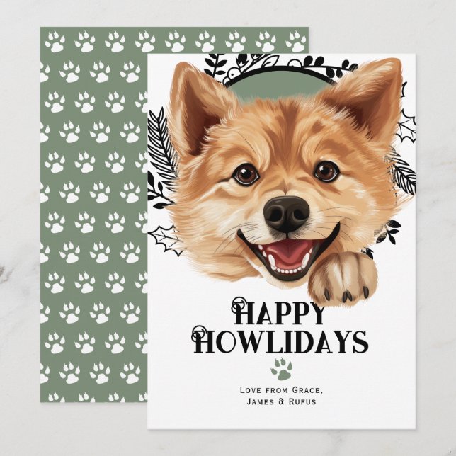 Happy Howlidays Finnischer Spitz Dog Weihnachten (Vorne/Hinten)