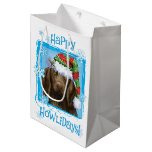 Happy Howlidays Flat-beschichteter Retriever Mittlere Geschenktüte