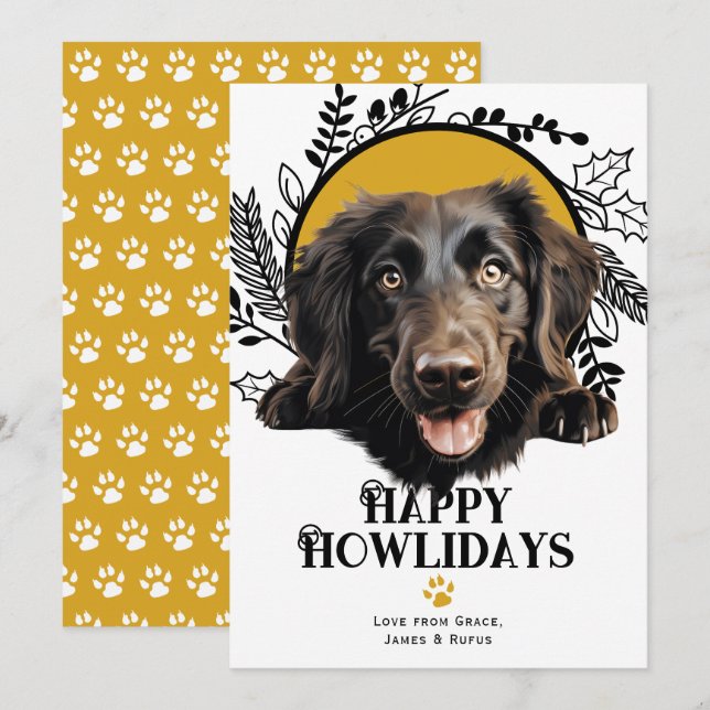Happy Howlidays Flat Coated Retriever Weihnachten (Vorne/Hinten)