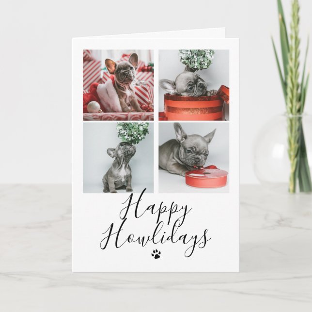 Happy Howlidays Foto Collage Dog Weihnachtskarte Einladung (Vorderseite)