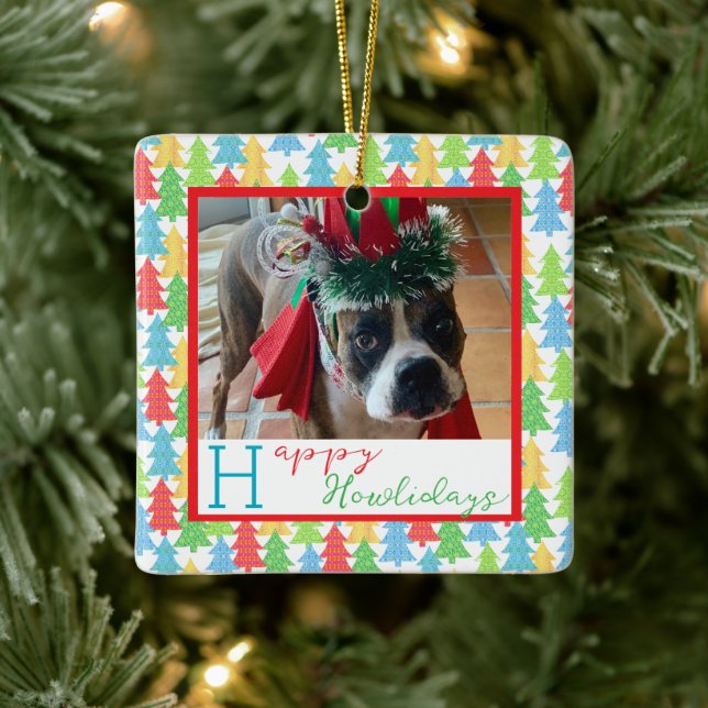 Happy Howlidays Foto Ornament (Baum)