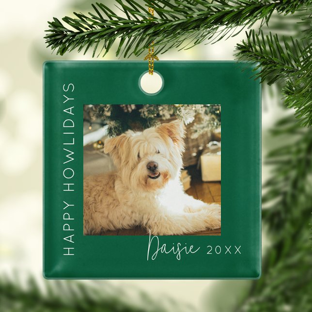 Happy Howlidays | Foto Weihnachtsbaum Ornament Aus Metall (Von Creator hochgeladen)