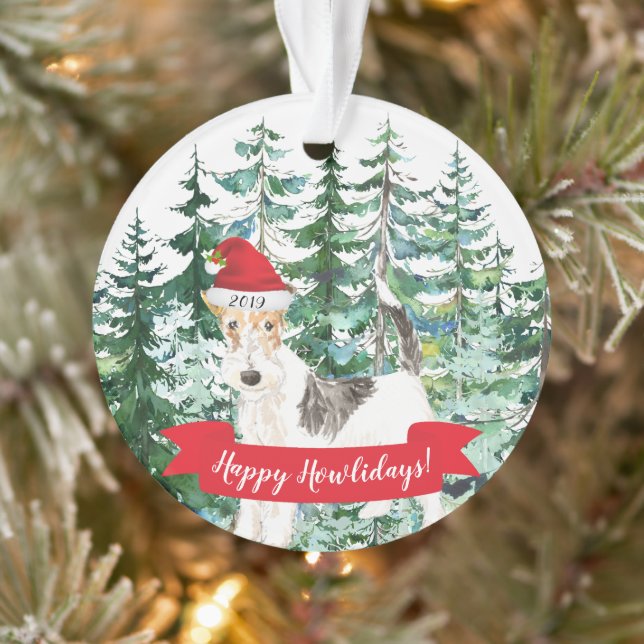 Happy Howlidays Fox Terrier Hund Weihnachten Ornament (Baum)