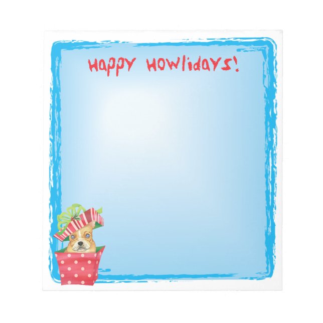 Happy Howlidays French Bulldog Notizblock (Vorderseite)