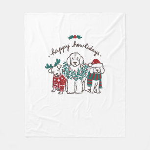 Happy Howlidays Funny Dog Weihnachtsgeschenk Fleecedecke
