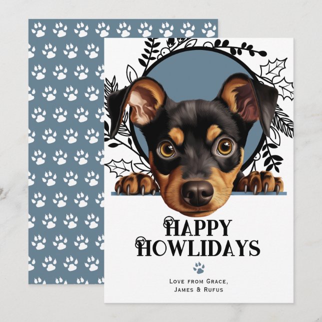 Happy Howlidays German Pinscher Dog Weihnachten (Vorne/Hinten)
