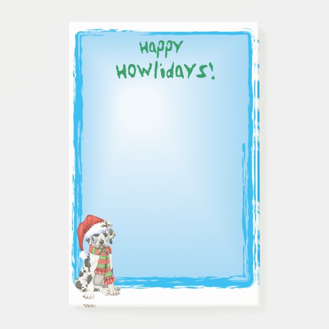 Happy Howlidays Great Dane Post-it Klebezettel (Vorderseite)