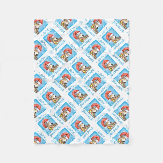 Happy Howlidays Greyhound Fleece Blanket (Vorderseite)