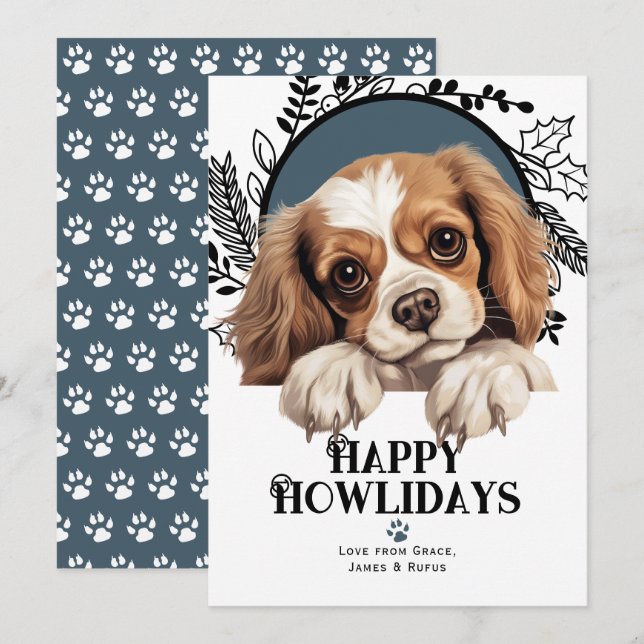 Happy Howlidays Harrier Dog Feiertagskarte (Vorne/Hinten)