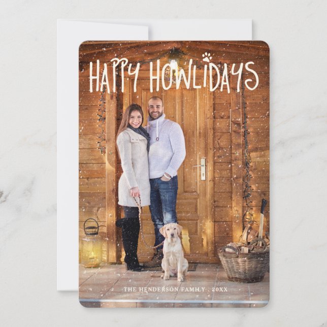 Happy Howlidays Hiver White Chien Carte photo (Devant)