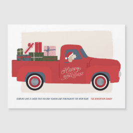 Happy Howlidays Hund in Truck Zeichnend Urlaubskar Magneteinladung