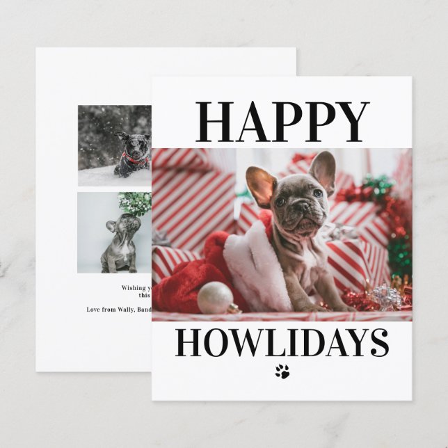 Happy Howlidays Hund Weihnachten 5 Foto-Karte (Vorne/Hinten)