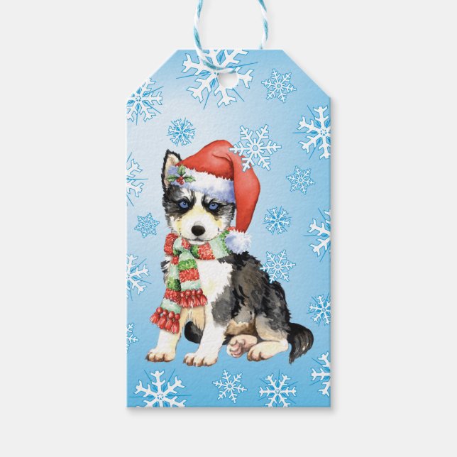 Happy Howlidays Husky Geschenkanhänger (Vorderseite)