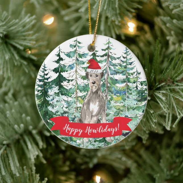 Happy Howlidays Irish Wolf Hound Weihnachtsnamen Keramik Ornament (Baum)