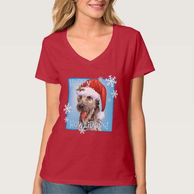Happy Howlidays Irish Wolfhound T-Shirt (Vorderseite)
