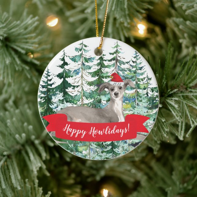 Happy Howlidays Italian Greyhound Dog Christmas or Keramik Ornament (Baum)