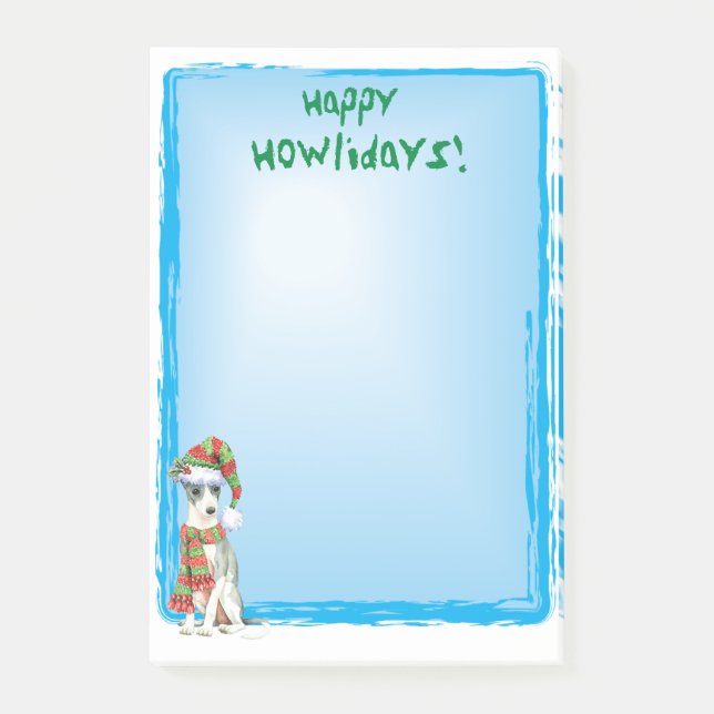 Happy Howlidays Italian Greyhound Post-it Klebezettel (Vorderseite)