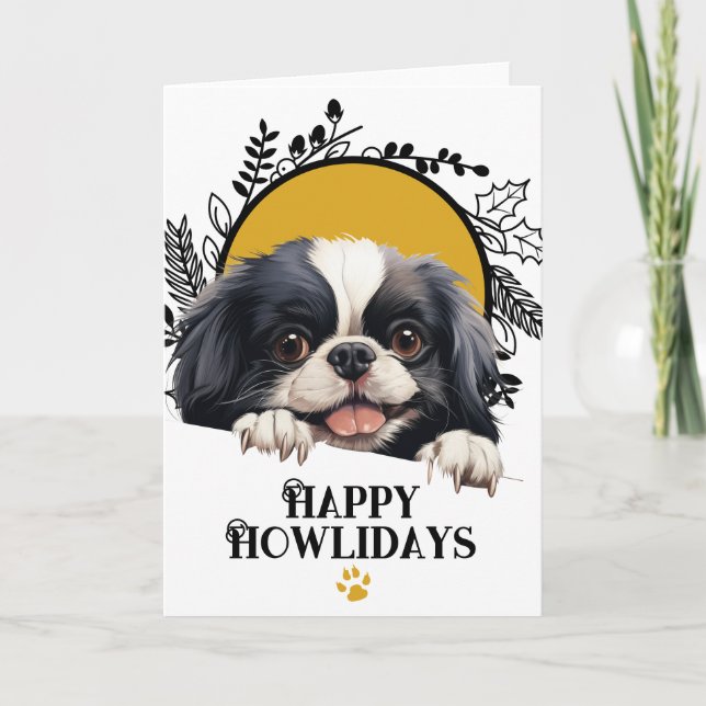 Happy Howlidays Japanischer Chin Dog Weihnachten (Vorderseite)