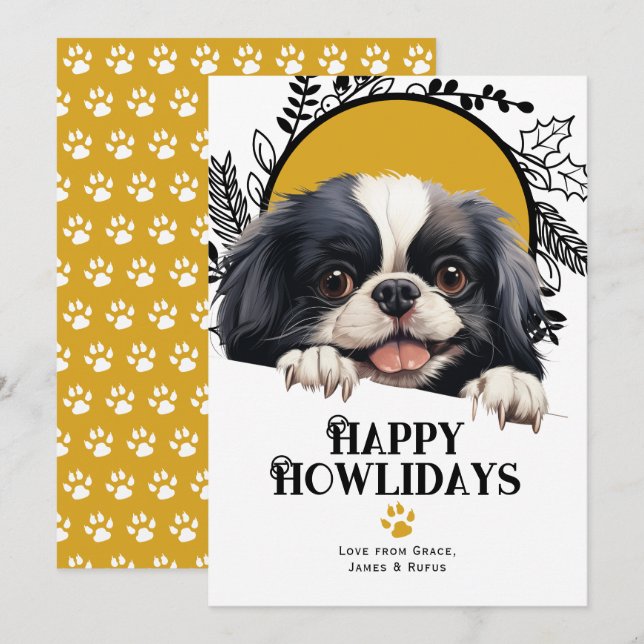 Happy Howlidays Japanischer Chin Dog Weihnachten (Vorne/Hinten)