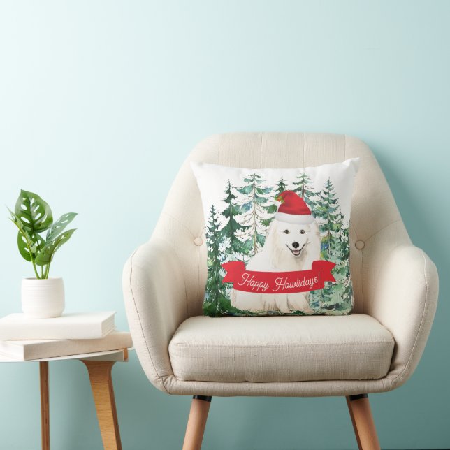 Happy Howlidays Japanischer Spitz Dog Weihnachten Kissen (Stuhl )