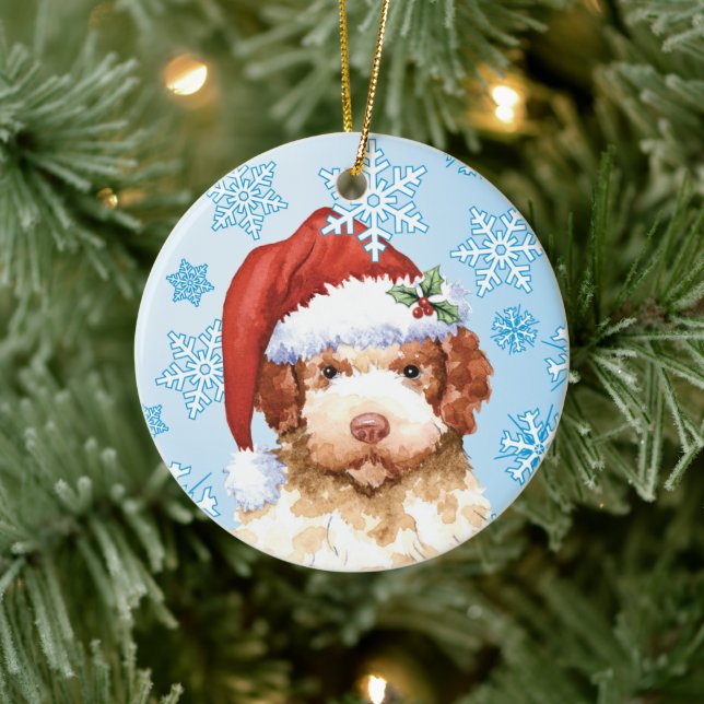 Happy Howlidays Lagotto Keramik Romagnolo Keramik Ornament (Baum)