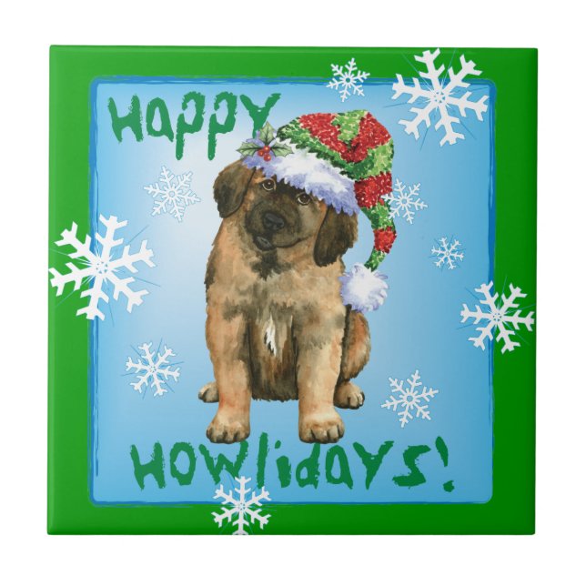 Happy Howlidays Leonberger Fliese (Vorderseite)