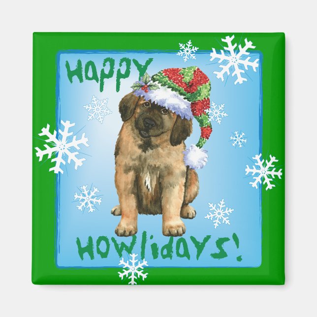 Happy Howlidays Leonberger Magnet (Vorne)