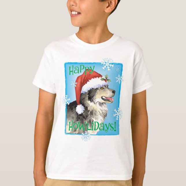 Happy Howlidays Malemute T - Shirt (Vorderseite)