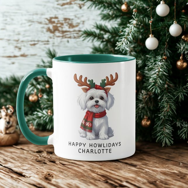 Happy Howlidays Maltese Dog Weihnachtskaffee Tasse (Von Creator hochgeladen)